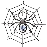 Matashi Black Spider Hanging Ornament for Christmas Tree w Blue, Clear Crystals –Lucky Spider Web Decoration for Tree, Seasonal Decor Holiday Hanging Ornament Gift Inspired by Christmas Spider Legend