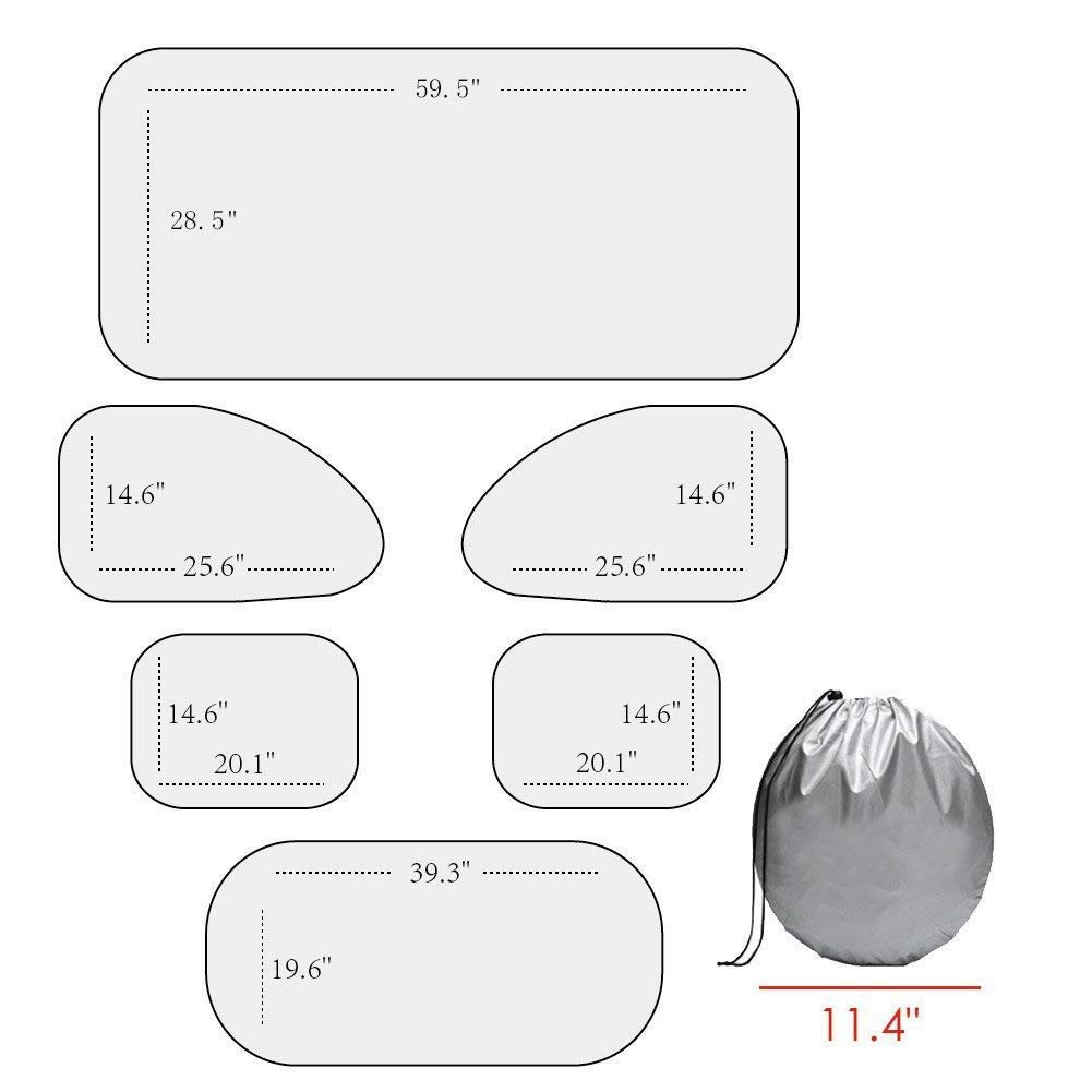 Car Window Sunshade Windshield Protector 6-pack Fordable UV Reflector for All Car Glass Sunshade, Keeps Vehicle Cooler