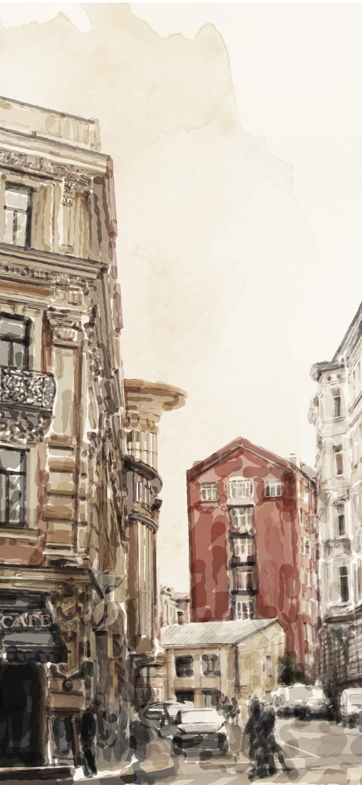 PeelitStickit Art Drawing, Buildings and Cities Wallpaper Design, Wall Mural ID-009, vinyl