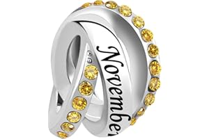 LSxAB January to December 12 Months Colors Birthstone Charms Compatible with Pandora Charm Bracelets