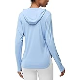 Women's Rash Guard Long Sleeve UV Sun Protection Shirts with Kangaroo Pocket Hoodie UPF 50+ Lightweight SPF Tops for Hiking