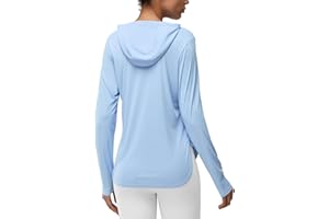 RAMUNRO Women's Rash Guard Long Sleeve UV Sun Protection Shirts with Kangaroo Pocket Hoodie UPF 50+ Lightweight SPF Tops for Hiking