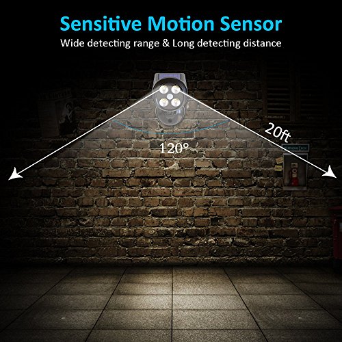 Solar Lights Outdoor, Pobon 360° Adjustable 300LM Bright Solar Powered Motion Sensor Security Light, Waterproof Spot Light Wall Lights for Garage Porch Patio Garden Pathway (Black) - Thumbnail 4
