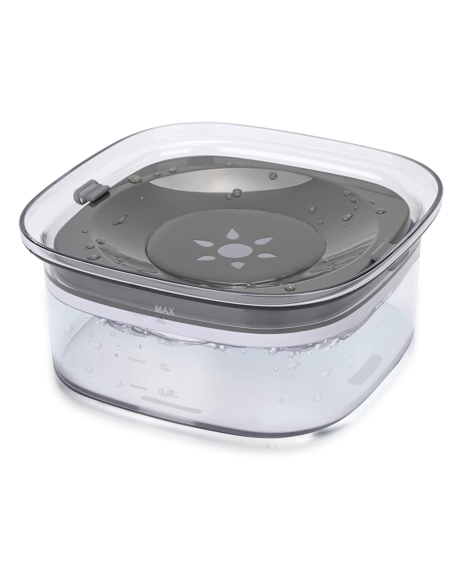 PETTOM Dog Water Bowl No Spill Splash Free Pet Floating Water Bowl, No Mess Dog Water Bowl Slow Drink for Dogs Cats Pets, 2L Large Capacity (Grey)