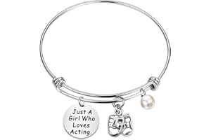 UJIMS Theater Gifts Actor Bracelet with Comedy Tragedy Masks Charm Drama Teacher Inspirational Gift