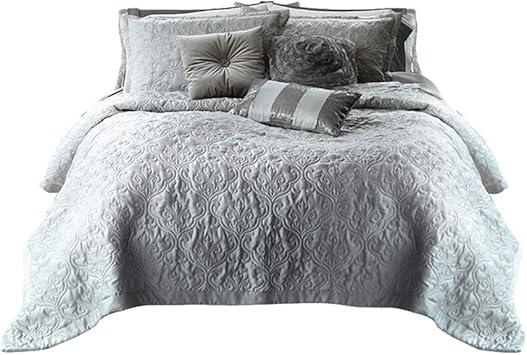 Adream Faux Seide Baumwolle Bedspreads Gesteppte Tagesdecken Heimtextilien Tagesdecke Steppdecke Queen 86 X94 1pc Grau Amazon De Kuche Haushalt