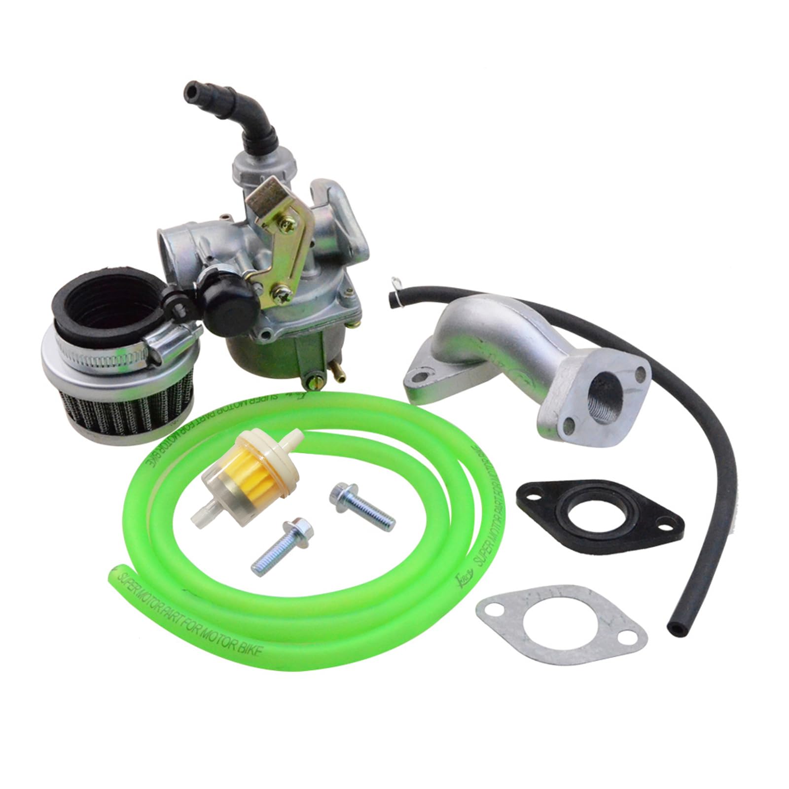 GOOFIT PZ19 Carburetor Air Filter Carburetor Rebuild Kit Replacement for 50cc 110cc 125cc Moped ATV Green
