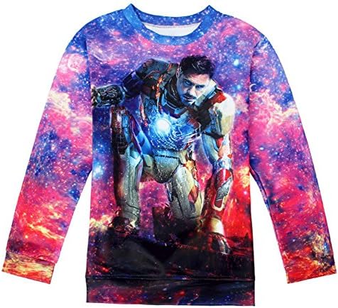 ZKCostume Women's Colorful Patterns Print Roll Neck Sweatshirt (Iron Man)