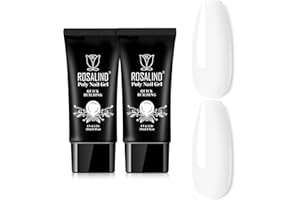 ROSALIND White Poly Extension Gel, 2 PCS 30ml White Poly Nail Gel kit Nail Builder for Opal Nail Art Decoration, Nail Thickening Poly Nail Gel Tube Easy to DIY Use Need UV Lamp