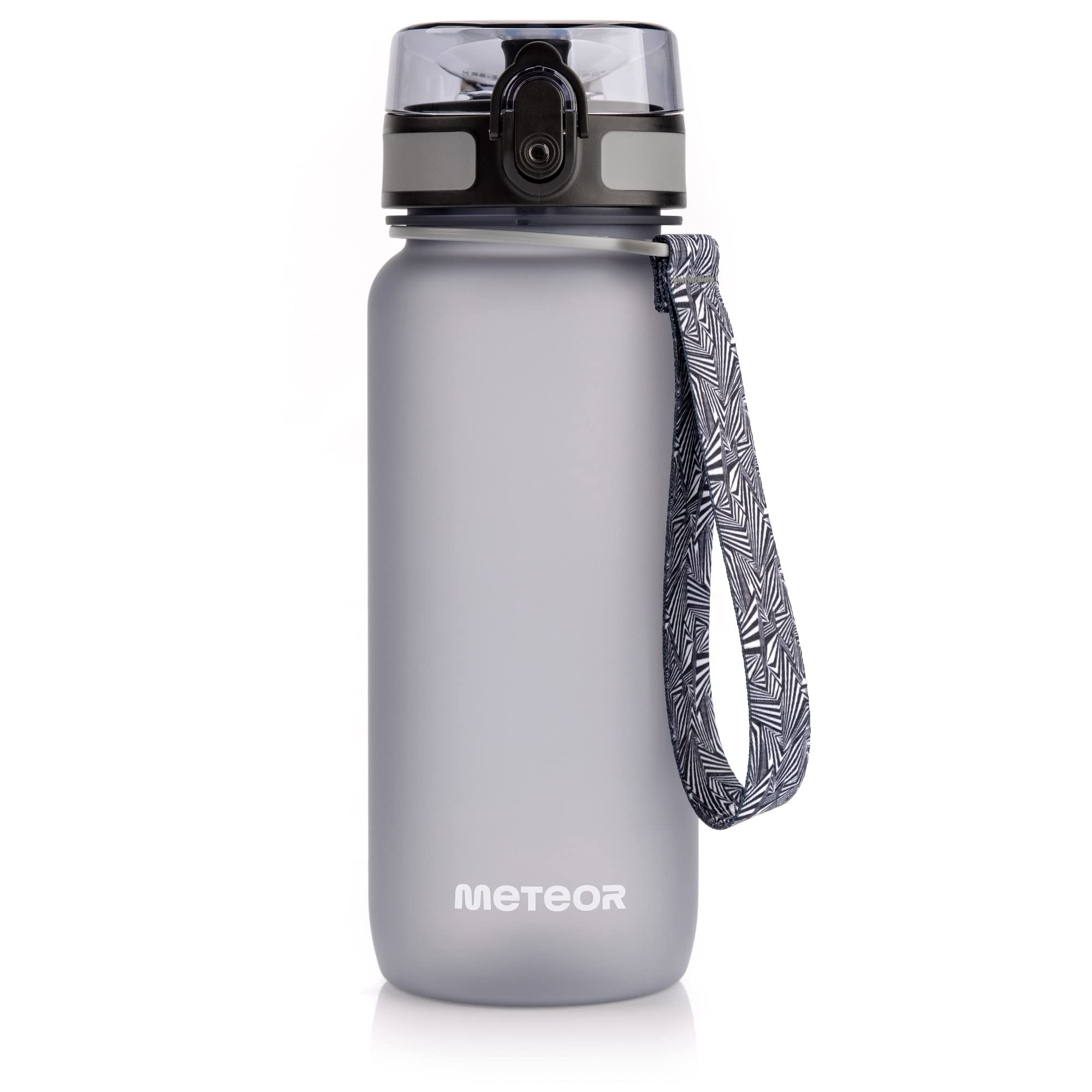 meteor Water bottle 650 ml – Secure flip lid with lock for daily hydration – Durable and practical sports water bottle for training and travel – Sport water bottle Grey