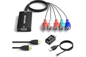 Dingsun HDMI to Component Converter HDMI to YPbPr Component RGB + R/L Audio Adapter Support 720/1080P, HDMI Converter for Apple TV, PS3/PS4, WII, Xbox, Fire Stick, Roku, DVD Players ect.