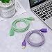OKRAY USB Extender, 2 Pack 6 Feet USB 2.0 Extension Cable, Durable Nylon Braided Type A Male to A Female Cord Data Transfer Extender Cable for Printer, USB Flash Drive/Game Controller (Purple Green)