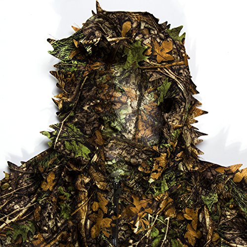 OUTERDO Ghillie Suits 3D Leafy Camo Suits Woodland Camouflage Clothing Army Sniper Military 
