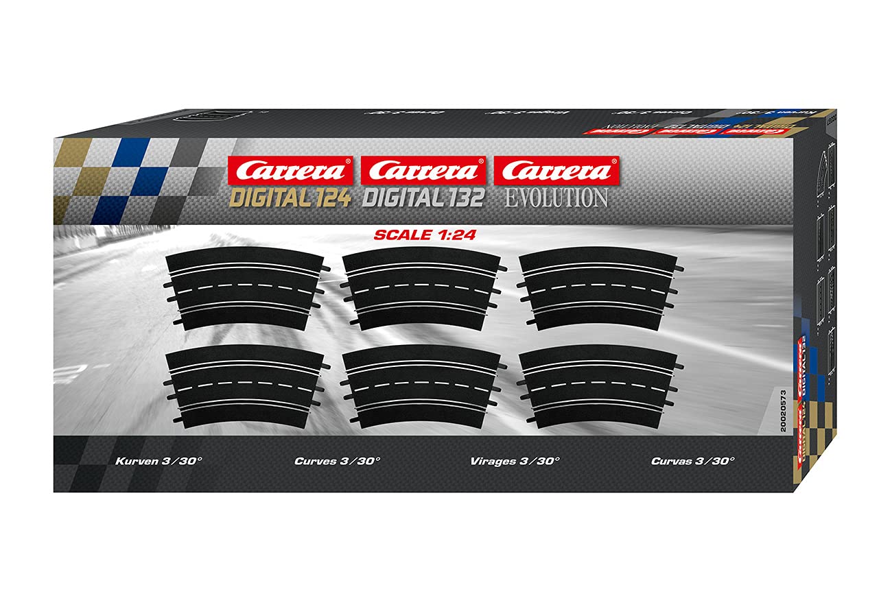 Carrera 20573 20020573 132 / Digital 124 / Evolution Slot Racing Track Curve 3/30 (6), Schwarz, One Size