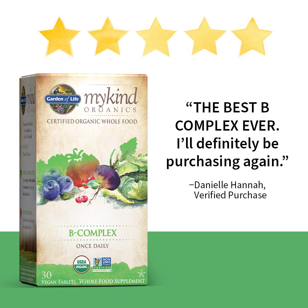 Garden of Life Mykind Organics Vitamin B Complex Once Daily, 30 Tablets