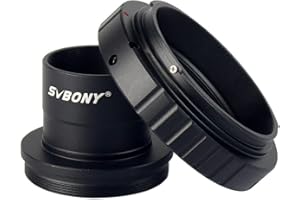 SVBONY 1.25 inches Camera T Adapter and T2 T-Ring M42 x 0.75 Compatible with Canon EOS Camera and Astronomical Telescope