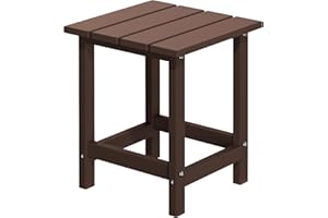 MUCHENGHY Adirondack Outdoor Side Table, 14.7" Patio Side Table Weather Resistant, HDPE Outdoor End Tables for Patio, Brown