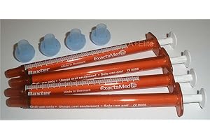 BAXA ExactaMed Oral Liquid Medication Syringe 1cc/1mL 4/PK Amber Medicine Dose Dispenser With Cap Exacta-Med BAXTER Comar Latex Free