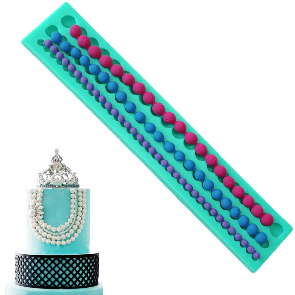 Chostky DIY Silicone String of Pearl Fondant Cake Sugar Cookies Paste Bead Dessert Lace Sneak Chocolate Mold Clay Silica Gel Mould Decorating Baking Tools