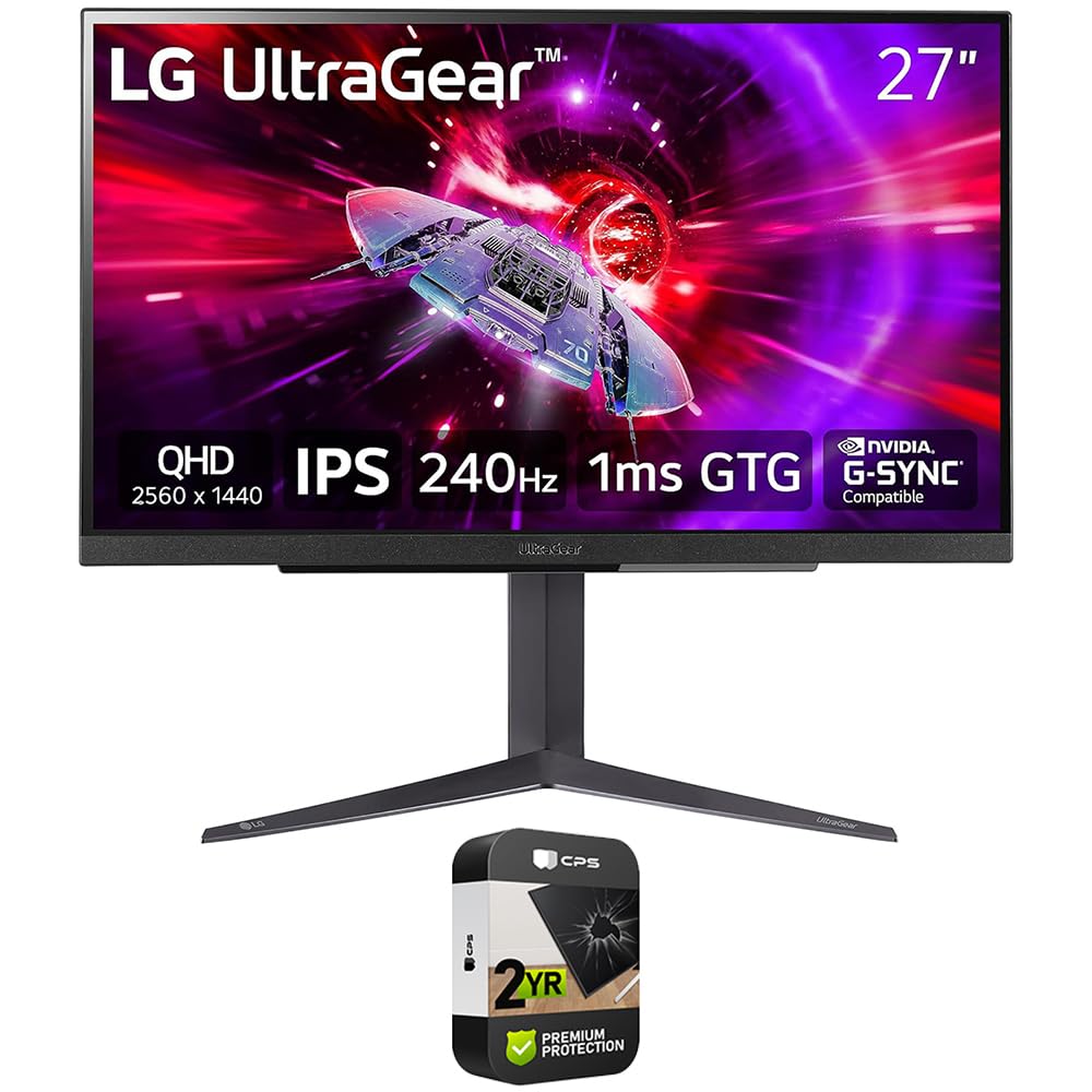 LG 27GR83Q-B Paquete de monitor para juegos Ultragear QHD de 27 pulgadas, 1 ms, 240 Hz, con paquete de protección mejorada CPS de 2 años