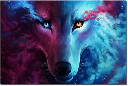 HYFBH Cuadro Abstracto Arte de la Pared Lobo Carteles e Impresiones
