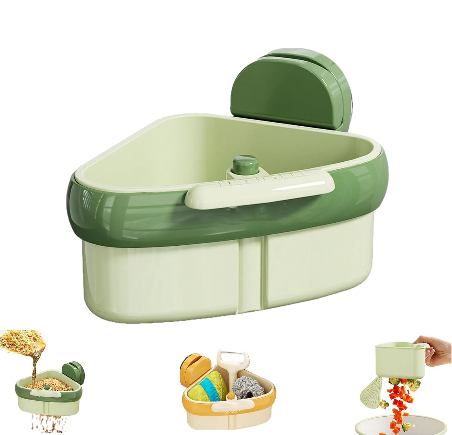 Photo 1 of Sink Strainer Basket,2025 New Upgraded Suction Cup Press Sink Drainer Basket,Automatic Dumping Sink Strainer Basket,Faucet Sponge Storage Rack (Green)