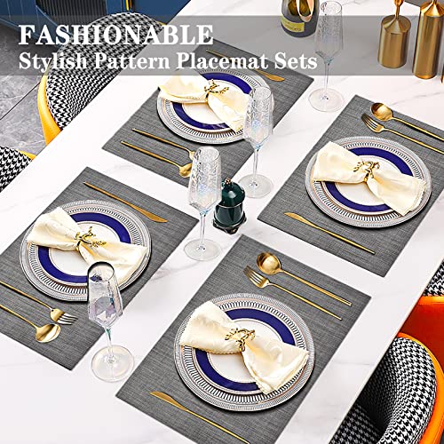 BETEAM Placemats Set of 6, Woven Vinyl Placemats, Washable & Durable