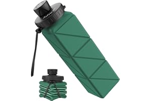 Infitran Collapsible Water Bottles, BPA-Free Leak-Proof Silicone Foldable Water Bottle Cup 20.6oz, Durable Lightweight Bottle for Gym Travel Camping Hiking Running Sport,DarkGreen