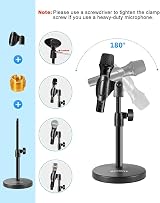 BILIONE 101S 3 in 1 Desk Mic Stand with Phone Clip Black view 4