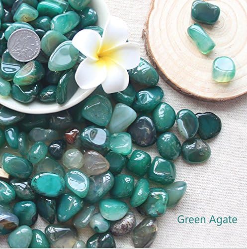 Youngyang Colored stone 1lb,Ornamental stone for fish tank,Potting stone,Natural pebbles(Multiple color and size options),(Emerald agate0.4~0.8in)