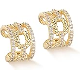 MYEARS Women Ear Cuff Earrings Gold Non Pierced Cartilage Clip on Open Wrap Link Hoop 14K Gold Plated Simple Hypoallergenic Everyday Jewelry