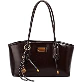 JANSBEN Small Shoulder Bag for Women - Vintage Leather Hobo Purse Trendy Handbag with Zipper and Bell Decoration