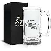 Your Dream Party Shop Best Grandpa Ever Beer Glass - 16oz Beer Mug, Funny Grandpa Gifts for Birthday or Father's Day, Papa Mug for Grandfather, Gifts from Grandkids, Present for Grandfather