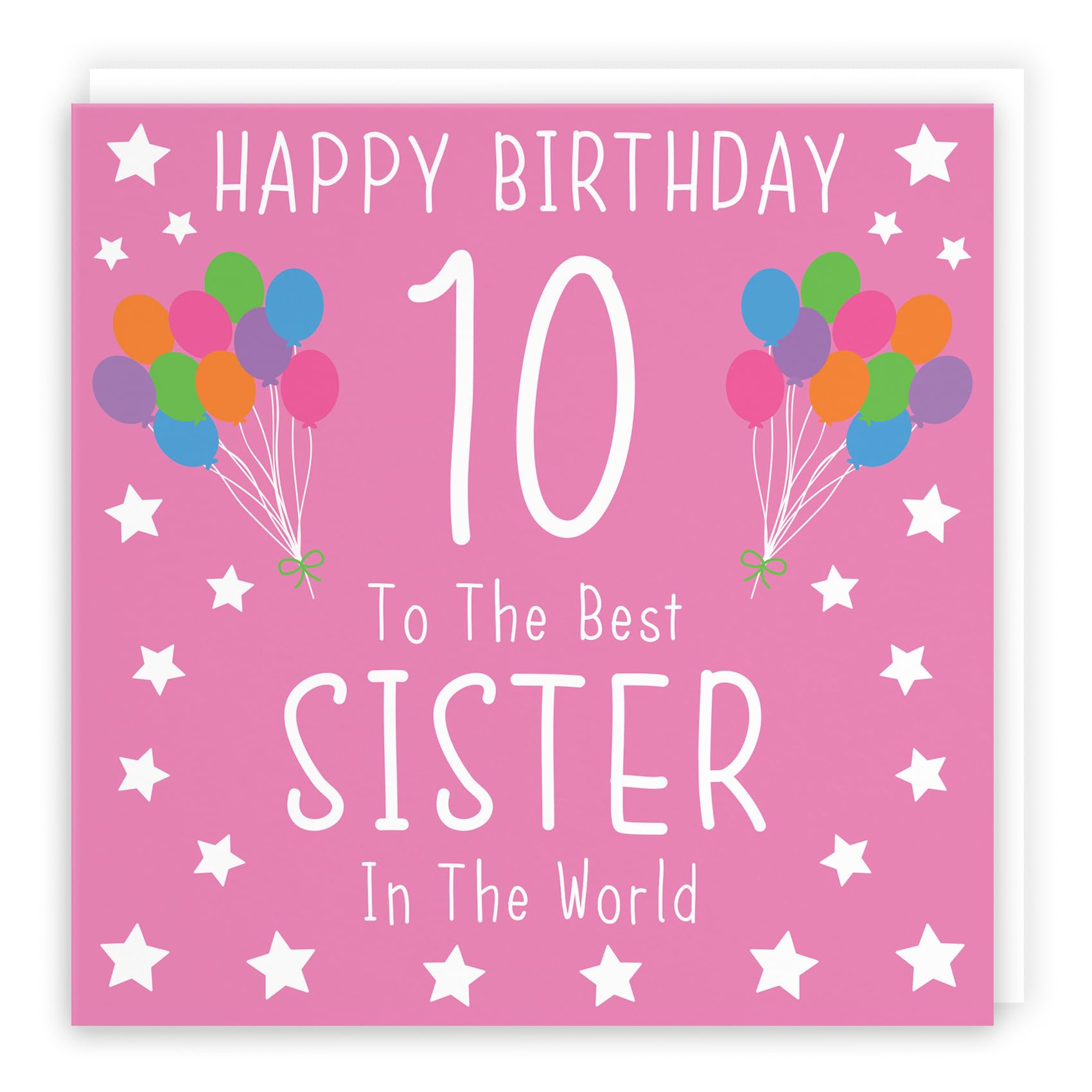 Hunts England - Sister 10th Birthday Card - Happy Birthday - 10 - To The Best Sister In The World - Iconic Collection - Fun Card