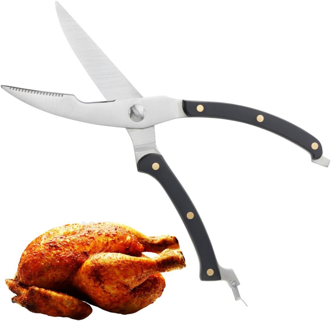 Heavy Duty Kitchen Poultry Shears, 25cm/10inch Large, Strong, Full Tang Handle