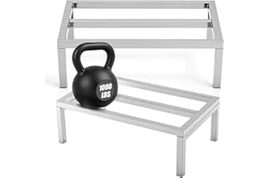 MorningRo 2 Pack Dunnage Rack 24" Long x 14" Wide, 7.9" Height Stainless Steel Shelf 2000+ Pound Capacity Commercial Food Floor Rack for Restaurants Kitchens Garages and Vehicles