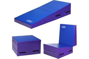 GYMAX Gymnastics Mat, Folding Incline Wedge Tumbling Mat, Cheese Mat for Gymnastics, Fitness, Practice & Exercise, 60’’ x 30’’ Material Arts Yoga Mat for Home Gym