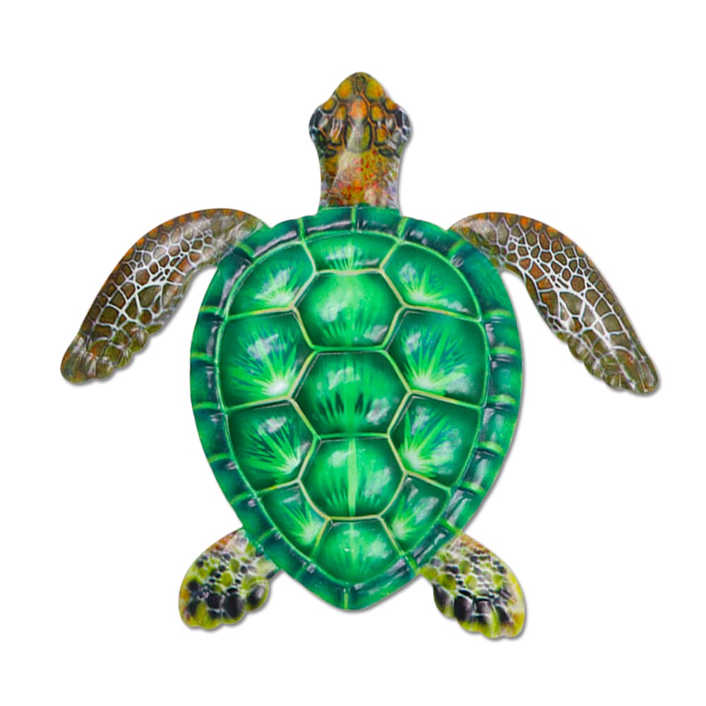 Photo 1 of 12Inch Metal Sea Turtle Wall Decor, Ocean Sea Turtle Hanging Wall Art Decor, Metal Marine Life Theme Wall Decoration for Bathroom Garden Swimming Pool(green)