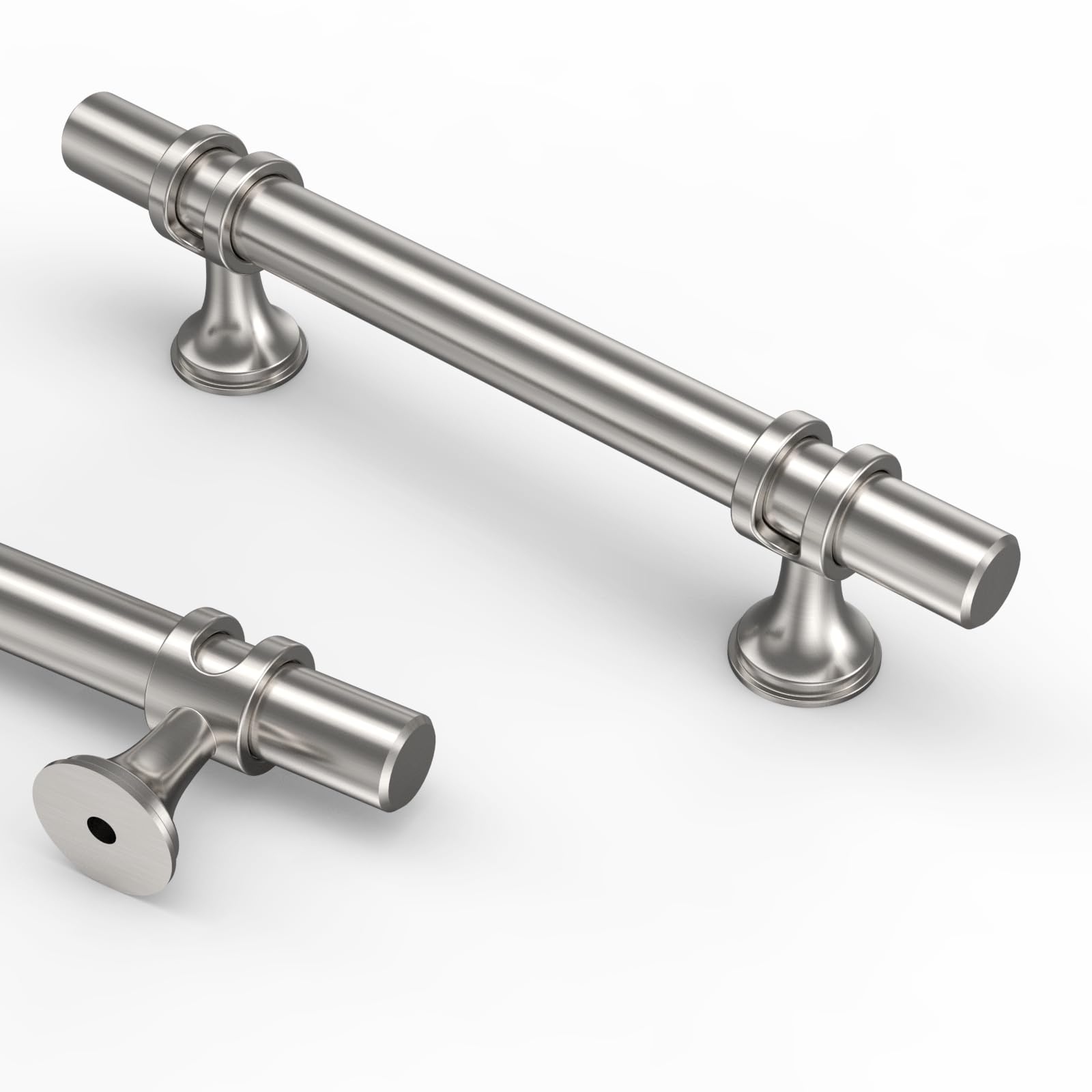 9BUILD 10 Pack 96mm Brushed Satin Nickel Kitchen Cupboard Handles for Doors, Drawers, Wardrobes, Cabinets - Zinc Alloy