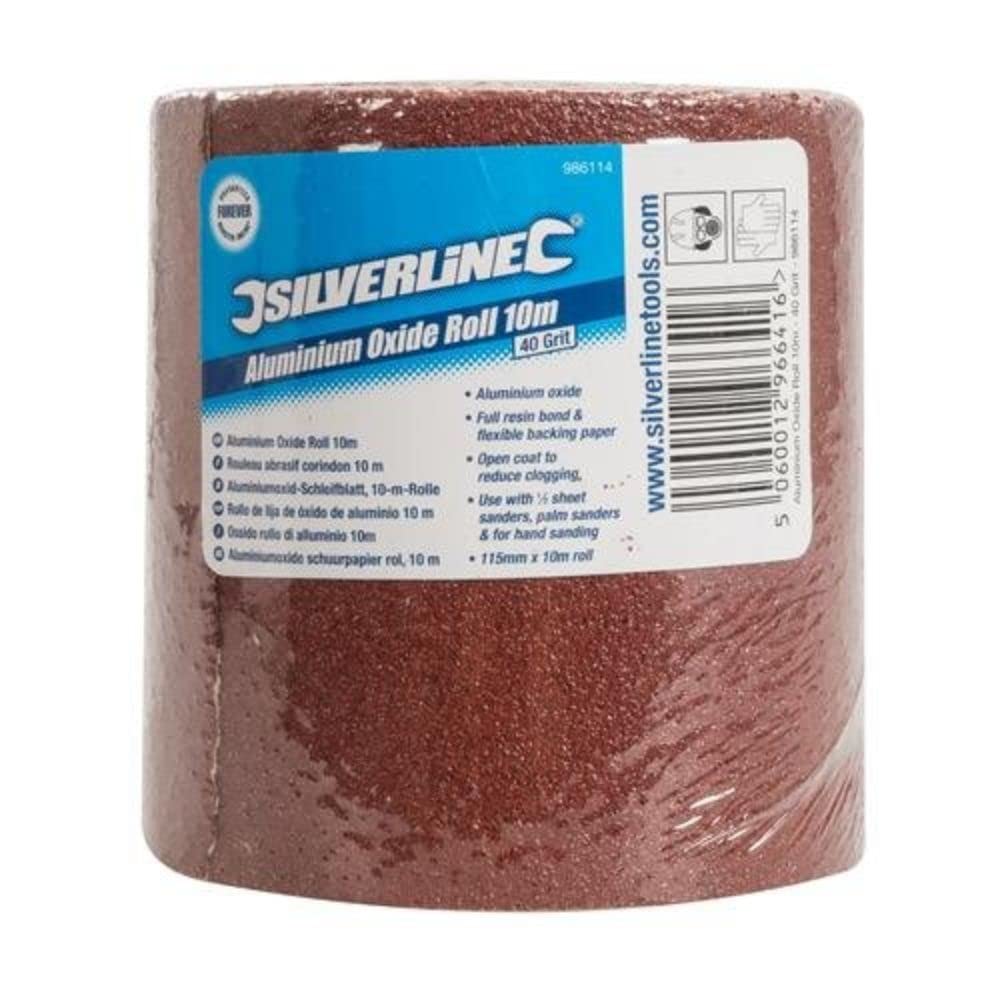 Silverline 986114 Aluminium Oxide Roll 10m 10m 40 Grit