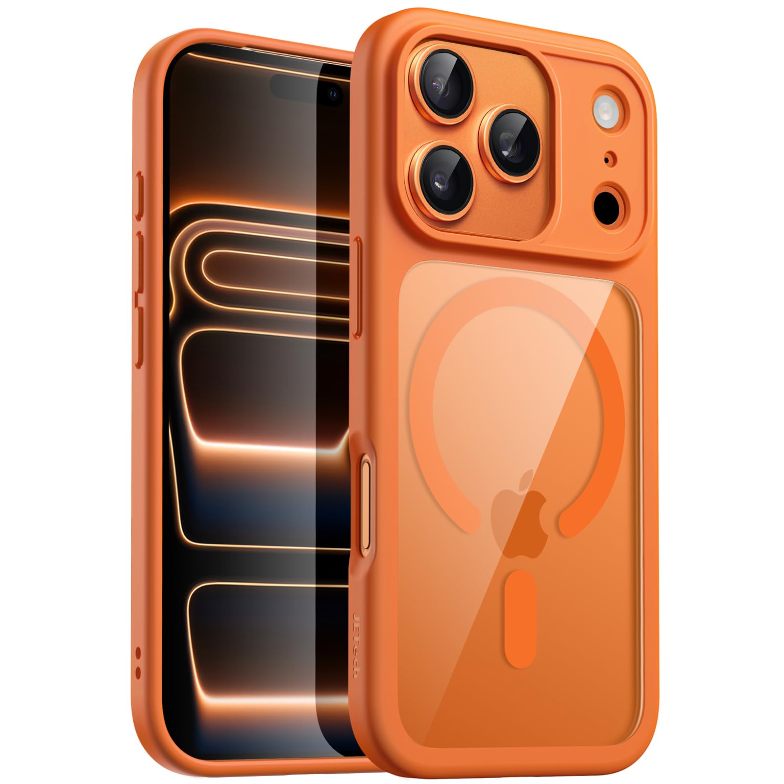 Photo 1 of JETech Magnetic Case for iPhone 17 Pro Max 6.9-Inch Compatible with MagSafe, Shockproof Phone Bumper Cover, Solid Color Matte TPU Frame, Anti-Scratch Clear Back (Orange)