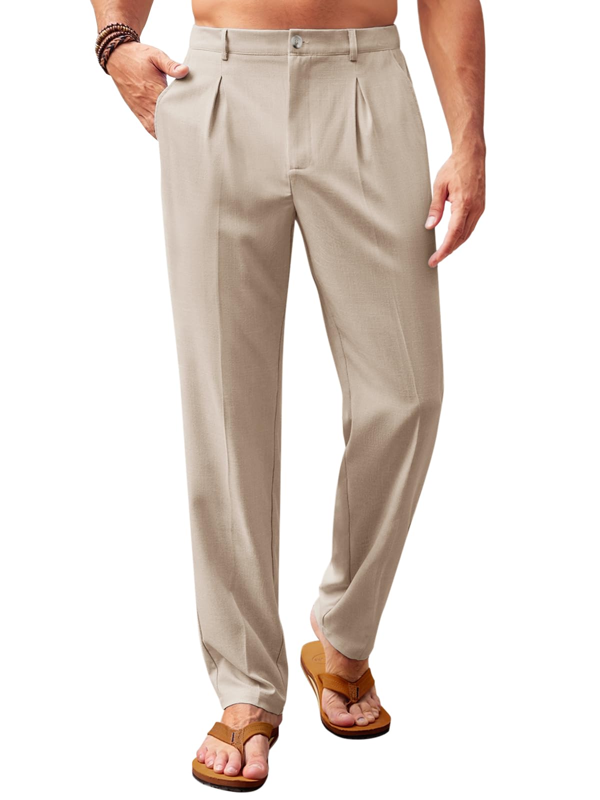 Runcati Mens Casual Pants Elastic Waist Lightweight