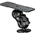 VAZESWIN Aluminum Alloy Fish Finder Mount with C Size 1.5'' Ball Rectangle Plate & Round Base, 3.5'' Short Arm Marine Electronic Mount Compatible with Garmin, Lowrance, Humminbird, Raymarine and More
