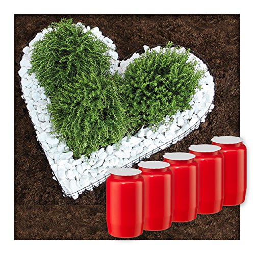 bellissa Herz Gitter mit ZIERKIES und 5X Kompositionslicht Grabschmuck Grabgestaltung Grabdeko