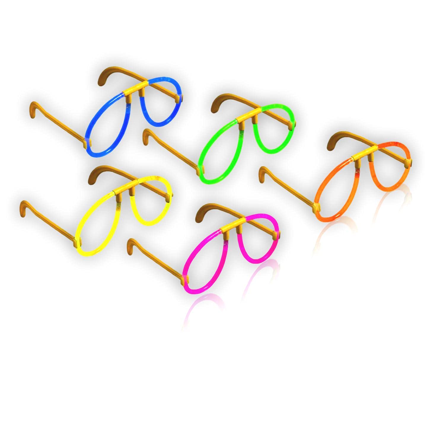 The Glowhouse 10 Pack Premium Glow Glasses Glow Sticks Party Supplies Adults and Kids - Mixed Neon Glowstick Colours