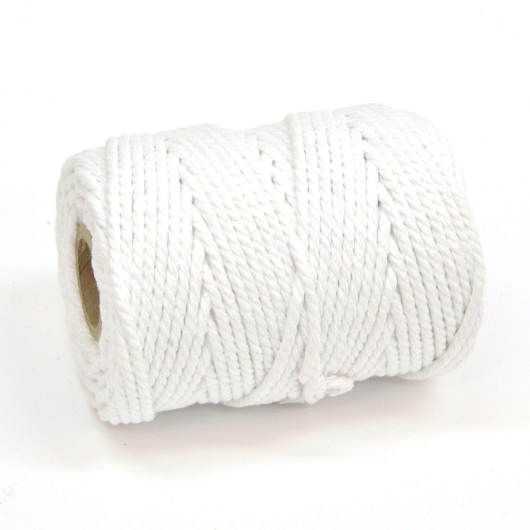 50M Spools - Everlasto 3 Strand Soft Cotton Coloured Macrame Craft Cord (3.5mm approx) (BLEACHED)