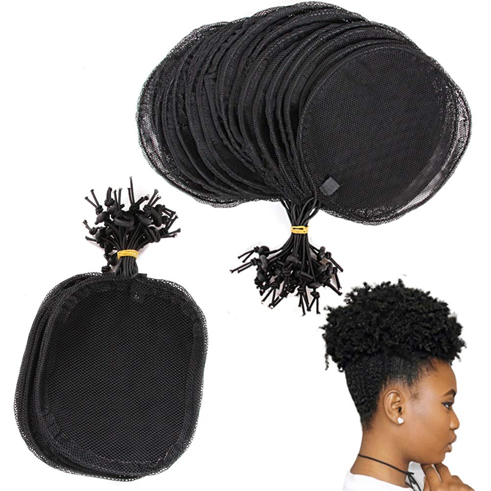 Ponytail Net 5Pcs Hairnet Wig Cap For Making Ponytail Afro Puff Bun Net Weaving Cap Wig Making Tool Round Square Square-L