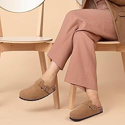 ODOLY Genuine Suede Clogs for Women Men Soft Cork
