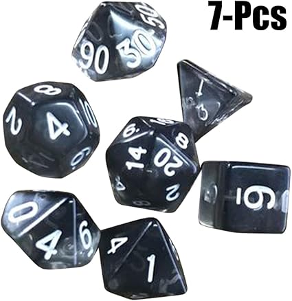 Joyibay Party Dice, 7Pcs Color Dice Mini See Through Acrylic Dice Polyhedral Game Dice Playing Dice Toy (Black)