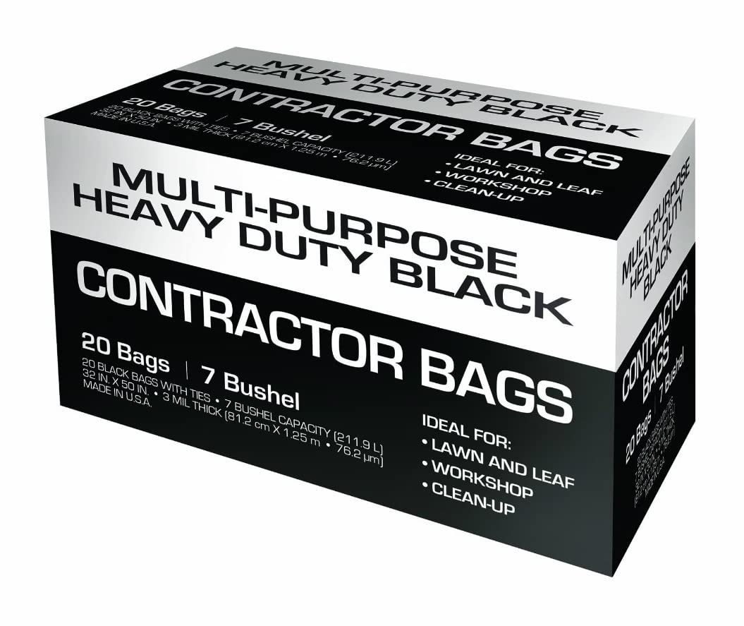 Petoskey Plastics 93001 Fg-P9934-01A Heavy Duty Contractor Ties, 42 Gal, 32 in W X 50 in D X 3 Mil T, Black, 1 Pack (20 Bags)